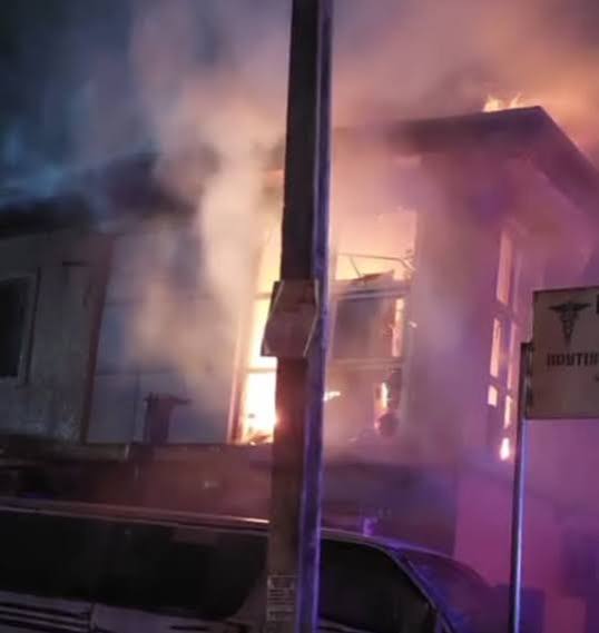 Fire Guts Building in Awka, Anambra State