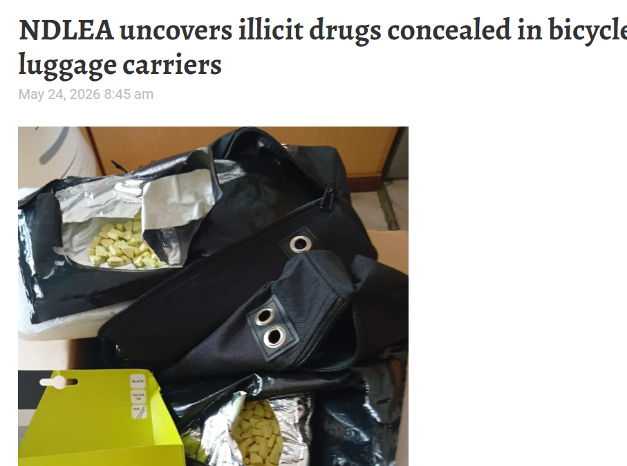 NDLEA Intercepts Europe-Bound Ecstasy Pills Concealed in Bicycle Accessories